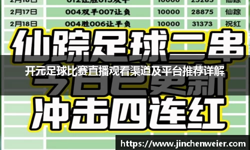 开元足球比赛直播观看渠道及平台推荐详解