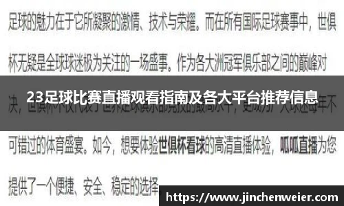 23足球比赛直播观看指南及各大平台推荐信息