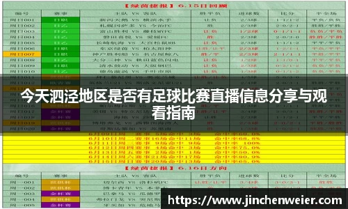 今天泗泾地区是否有足球比赛直播信息分享与观看指南
