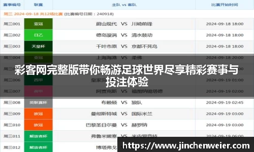 彩客网完整版带你畅游足球世界尽享精彩赛事与投注体验